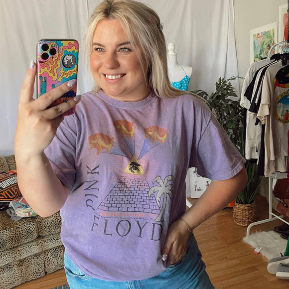 Urban Outfitters Tops - Pink Floyd By Goodie Two Sleeves Lilac Crew Neck Short Sleeve Graphic Tee M/L